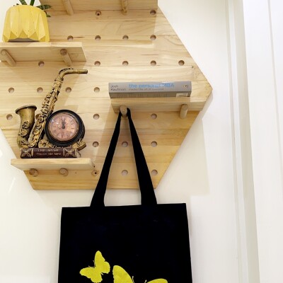 Black Tote Bag – Yellow Butterfly